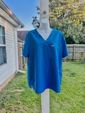 Figs Royal Blue V-Neck Scrub Top